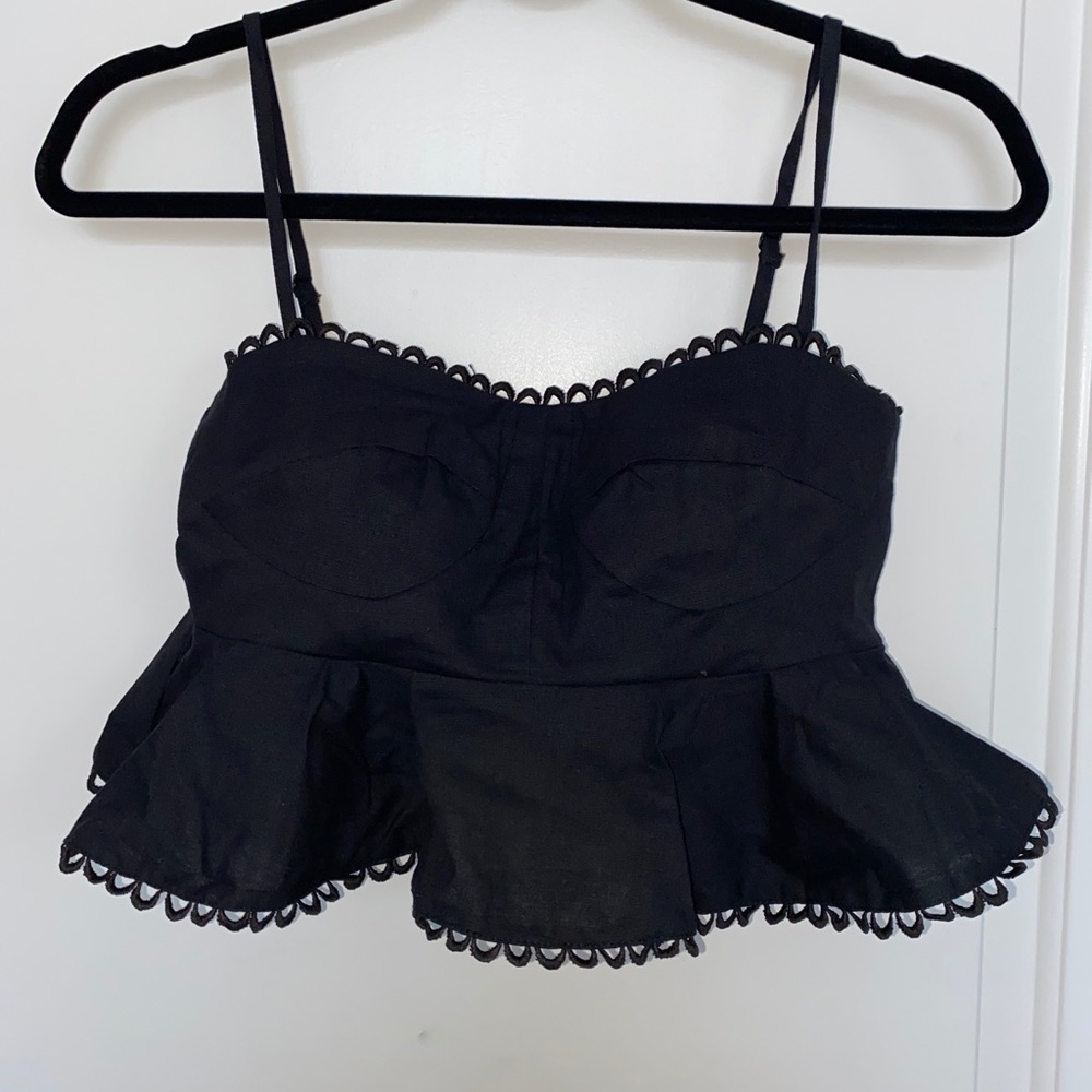 Showpo black crop top with details